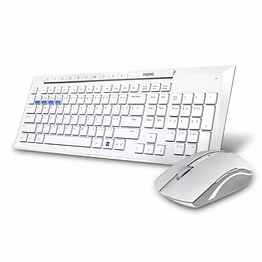 rapoo 8210m multi-mode keyboard & mouse bluetooth 3.0/4.0 wireless 2.4 ghz 1300 dpi combo- white