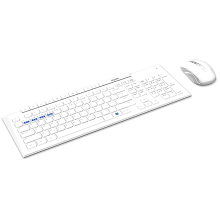 Rapoo 8210M Multi-Mode Keyboard &amp; Mouse Bluetooth 3.0/4.0 Wireless 2.4 GHz 1300 DPI Combo- White-2