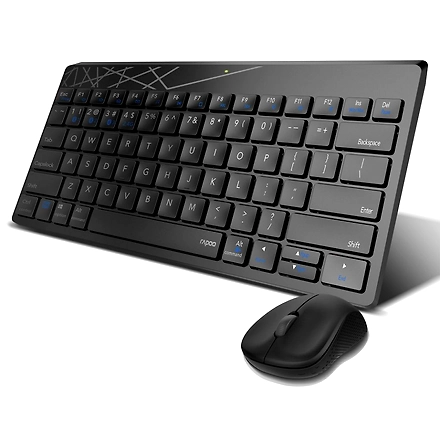 Rapoo 8000M Multi-Mode Keyboard &amp; Mouse Bluetooth 3.0/4.0 Wireless 2.4 GHz 1300 DPI Combo, 3 Years Warranty -Black-1059