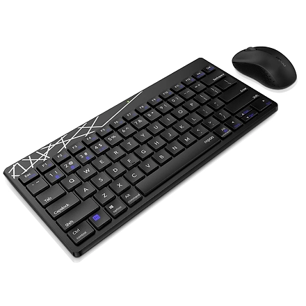 Rapoo 8000M Multi-Mode Keyboard &amp; Mouse Bluetooth 3.0/4.0 Wireless 2.4 GHz 1300 DPI Combo, 3 Years Warranty -Black-2