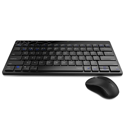 Rapoo 8000M Multi-Mode Keyboard &amp; Mouse Bluetooth 3.0/4.0 Wireless 2.4 GHz 1300 DPI Combo, 3 Years Warranty -Black-3