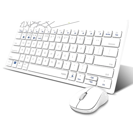 Rapoo 8000M Multi-Mode Keyboard &amp; Mouse Bluetooth 3.0/4.0 Wireless 2.4 GHz 1300 DPI Combo, 3 Years Warranty -White-1060