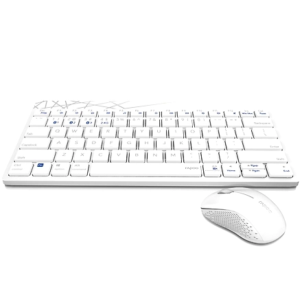 Rapoo 8000M Multi-Mode Keyboard &amp; Mouse Bluetooth 3.0/4.0 Wireless 2.4 GHz 1300 DPI Combo, 3 Years Warranty -White-1