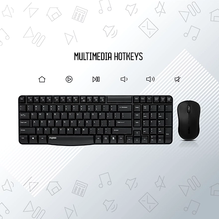 Rapoo X1810 2.4GHz Wireless Optical Keyboard &amp; Mouse Combo, 10 Meter Transmission Range, Spill-resistant Design, 1000 DPI Mouse, Fn Keys, 12 Multimedia Functions, 3 Years Warranty - White-4