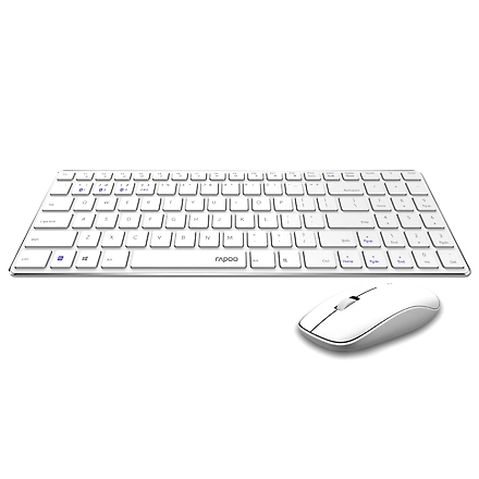 Rapoo 9300m Multi-Device Bluetooth + 2.4Ghz Wireless Keyboard &amp; Mouse Combo Ultra Slim Design, Spill-Resistant, Anodized Aluminum Body Compatible with Windows/PC/Chromebook, 3 Years Warranty - White-3