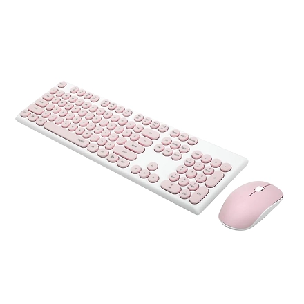 Rapoo X260 Wireless Keyboard and Mouse Combo set 2.4 Ghz with Type Writer Key- Pink-1