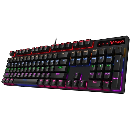 Rapoo V500 Pro Mechanical Gaming Keyboard Cyan Black Edition With Black Switches, Spill-Resistant Design &amp; Aluminium alloy surface cover-1018