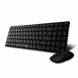 rapoo 9300m multi-device bluetooth + 2.4ghz wireless keyboard & mouse combo ultra slim design, spill-resistant, anodized aluminum body compatible with windows/pc/chromebook, 3 years warranty - black