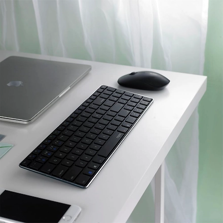 Rapoo 9300m Multi-Device Bluetooth + 2.4Ghz Wireless Keyboard &amp; Mouse Combo Ultra Slim Design, Spill-Resistant, Anodized Aluminum Body Compatible with Windows/PC/Chromebook, 3 Years Warranty - Black-2