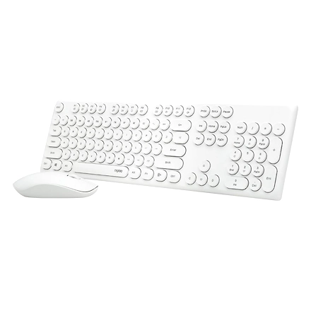 Rapoo X260 Wireless Keyboard and Mouse Combo set 2.4 Ghz with Type Writer Key- White-1119
