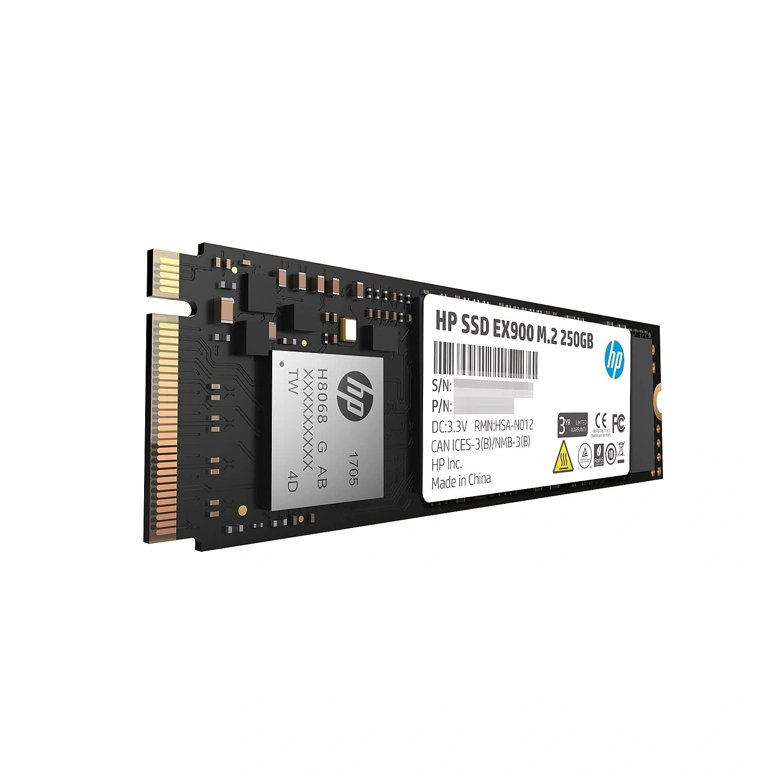 HP EX900 M.2 250GB PCIe 3.0 x4 NVMe 3D TLC NAND Internal Solid State Drive (SSD)-2YY43AA-6228