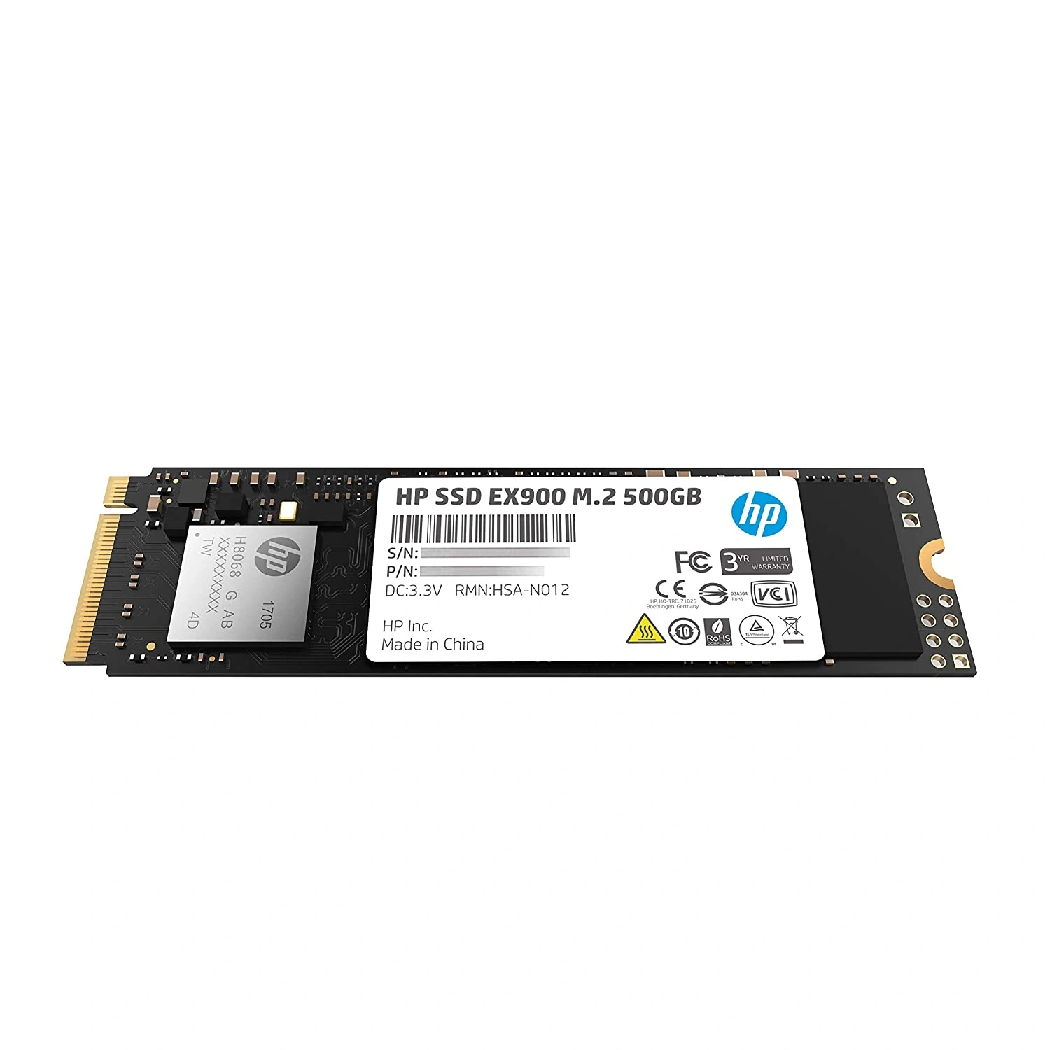 HP EX900 M.2 500GB PCIe 3.0 x4 NVMe 3D TLC NAND Internal Solid State Drive (SSD)-2YY44AA-1