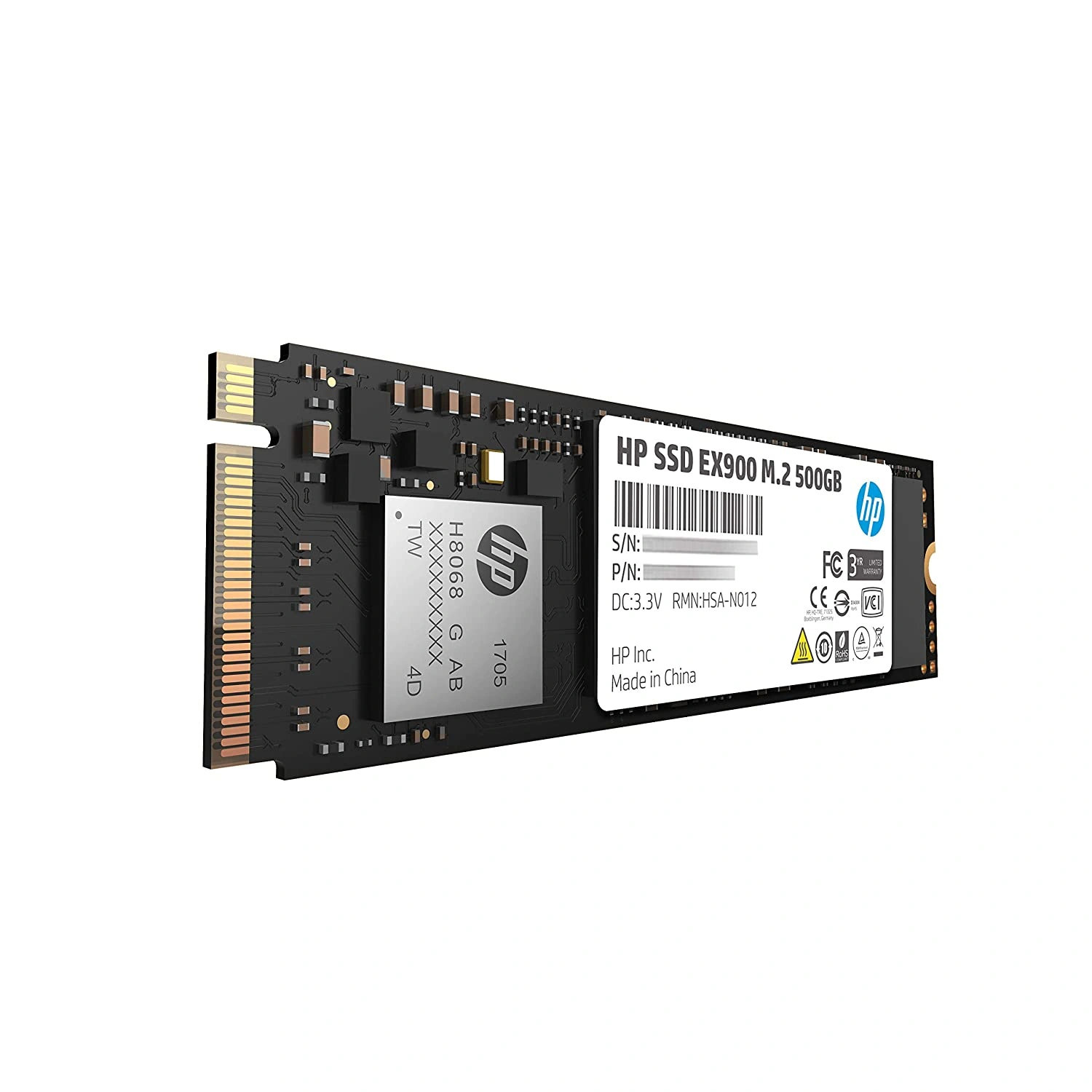 HP EX900 M.2 500GB PCIe 3.0 x4 NVMe 3D TLC NAND Internal Solid State Drive (SSD)-2YY44AA-3