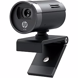 hp w100 480p/30 fps webcam, built-in mic, plug and play, wide-angle view for video calling, skype, zoom, microsoft teams, black-1w4w4aa