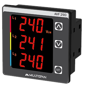 VAF Meter with 100-270 V AC, 3 line display, 72x72