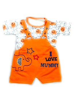 RUKMINI Baby Boys & Girls Pure Cotton Dungaree Dress - Orange