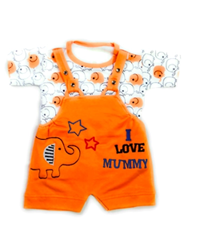 RUKMINI Baby Boys &amp; Girls Pure Cotton Dungaree Dress - Orange-RHDD9902-1