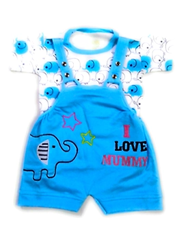 RUKMINI Baby Boys & Girls Pure Cotton Dungaree Dress - Blue