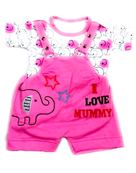 RUKMINI Baby Boys & Girls Pure Cotton Dungaree Dress - Pink