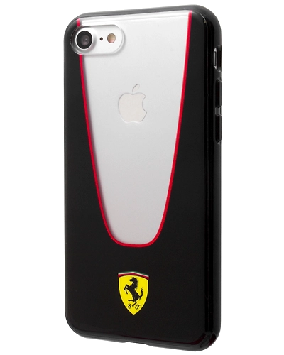 FERRARI - SF - TRANSPARENT TPU IP7 PLUS -APERTA - Black-SW774