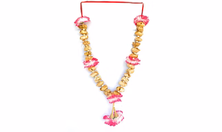 Sandalwood Scented Photo Frame Mala | Chandan Sukhad Haar | 18 Inches Wooden Chip | Garland For Photo Frame Of Ancestor/ God (Pink) Visit the ABC Season Store Store
