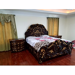 hand carved teak wood bed