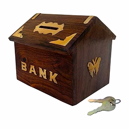 solid wood money bank handcrafted by skilled artsians