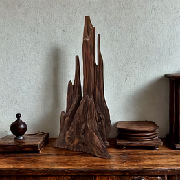wooden sculpture flames