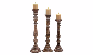 A set of Three Wooden Candle Holder
