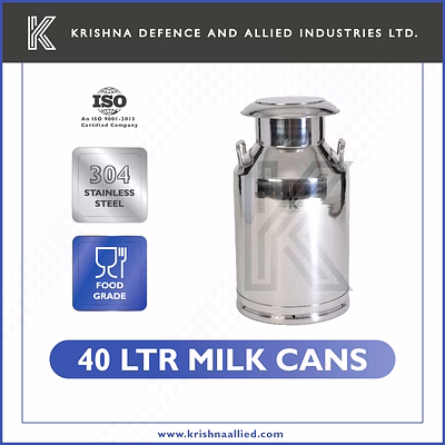 krishna stainless steel milk can 40 litre capacity | food grade, rust-proof & long-lasting | ideal for daily dairy use by farmers & households