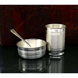 pure silver 92.5 sterling silver glass and bowl with spoon