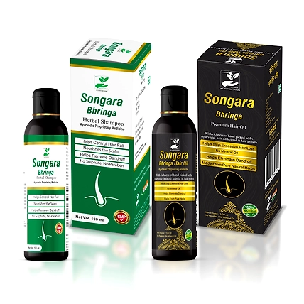 Songara Bhringa Ayurvedic Hair Oil &amp; Shampoo Combo (100 ml each) to Promote Hair Growth-12237212