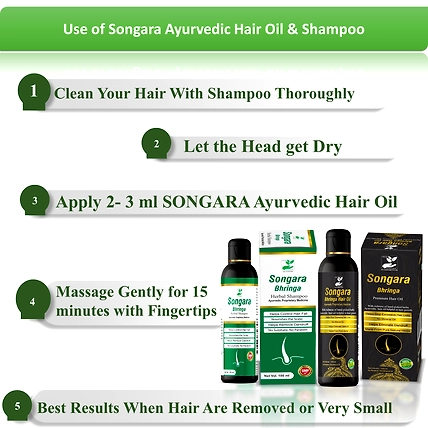 Songara Bhringa Ayurvedic Hair Oil &amp; Shampoo Combo (100 ml each) to Promote Hair Growth-1