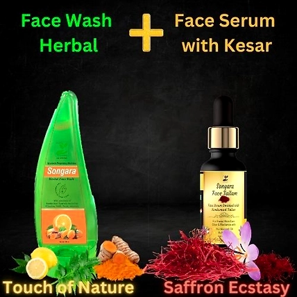 Songara Ayurvedic Face Care Combo: Anti Aging Face Serum (30 ml) &amp; Herbal Face Wash (100 ml) for Healthy, Glowing, Radiant Skin-2