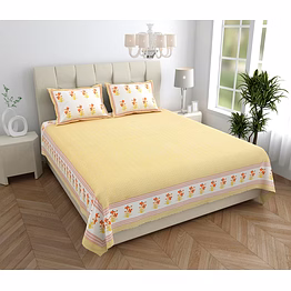 cotton handblock print bed sheet