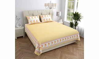 Cotton Handblock Print Bed Sheet