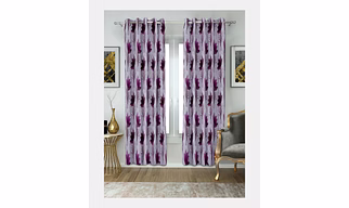 Platinum Print Polyester Curtains | Floral Design | Window (5ft)  |  220 GSM | Pack of 1