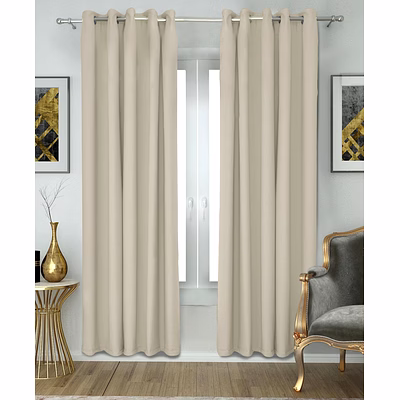 neela home room darkening blackout collection window curtain | solid print | pack of 1 | cream | 5 ft, 270 gsm