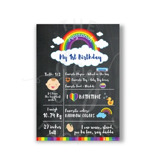 First Birthday Rainbow Baby Details Board