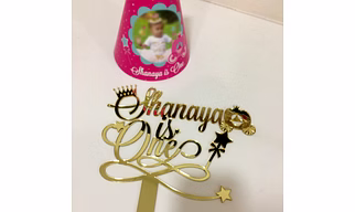 Gold Personalised Princess Cake Topper