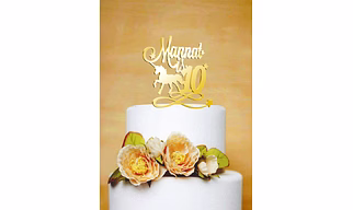 Gold Personalised Unicorn & Stars Cake Topper