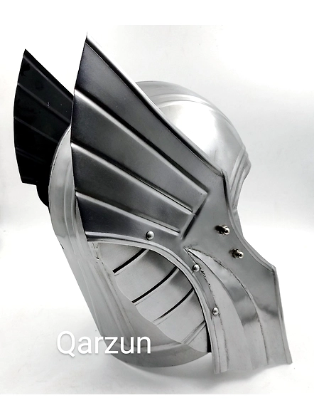 Set of Power Thor Hammer Thor Mjolnir and Medieval Thor Helmet, Mild Steel Ragnarok Movie Helmet with display stand-2