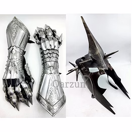 medieval nazgul gloves with witch king angmar helmet set | steel armor gloves set | costume gloves gauntlets | gauntlet gloves pair