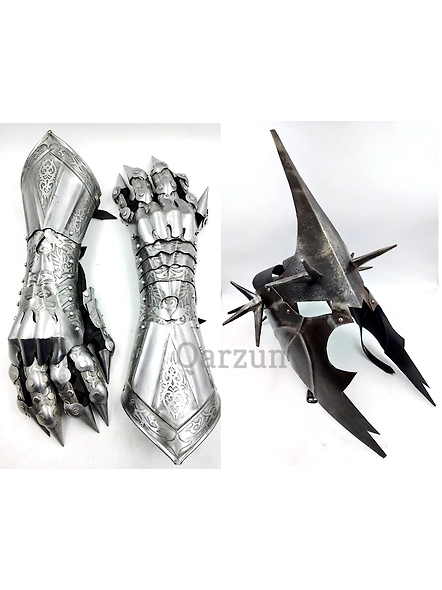 Medieval nazgul gloves with Witch king Angmar Helmet set | Steel armor gloves set | Costume gloves gauntlets | Gauntlet gloves pair-As1007