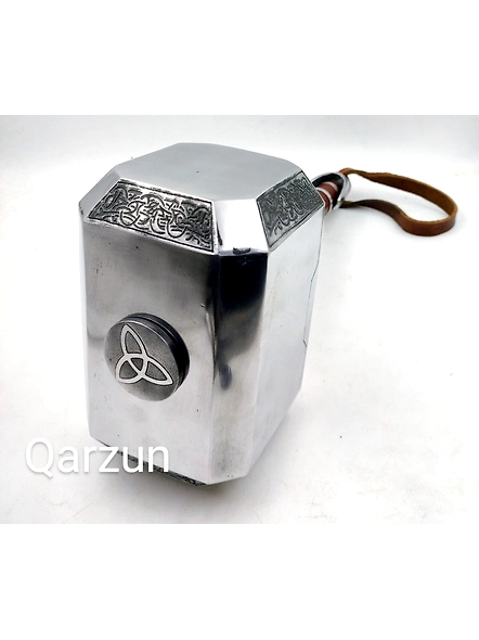 Set of Thor Hammer Thor Mjolnir and Medieval Thor Helmet, Mild Steel Ragnarok Movie Helmet with display stand-3