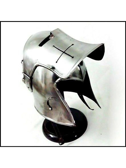 Medieval Barbute Helmet Role Play Knight Wearable Helmet Steel With Liner And Chin Strap, With Stand Mens Gift, Husband Gift, Halloween Gift-2