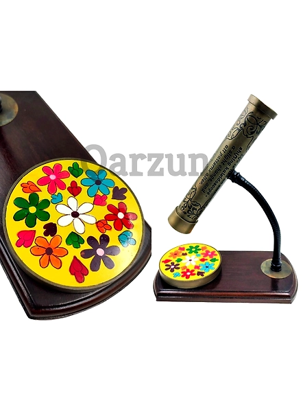 Kaleidoscope Super Flower Rotate round With Wooden Base, Beautiful Wedding Gift, Home Decor, Anniversary Gift, Home Decor-As1013