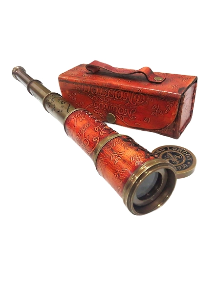 Antique Brass Telescope Dollond London Nautical Brown With Leaher Box Collectible gift-As1014