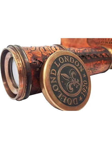 Antique Brass Telescope Dollond London Nautical Brown With Leaher Box Collectible gift-2
