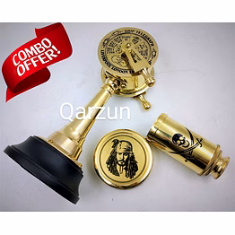 brass mini set of ship engine telegraph , brass pirates compass , brass pirates telescope gift for father day, grandfather gift